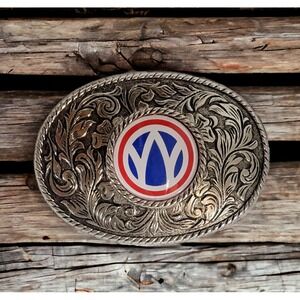 Vintage Belt Buckle US Army 39th Infantry Division Silver Tone Metal